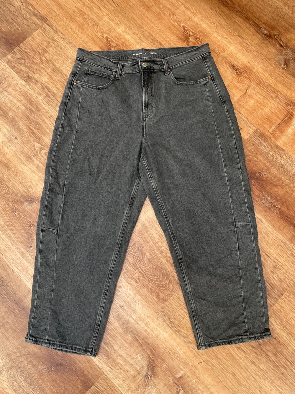Old Navy Womens Barrel Leg Jeans Size 16 Gray Denim High Rise #